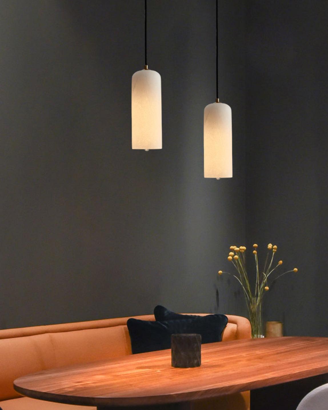 Zashayra Cylindrical Alabaster Pendant Light - Letslighting