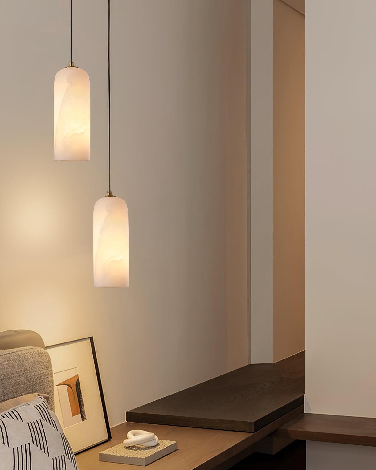 Zashayra Cylindrical Alabaster Pendant Light - Letslighting