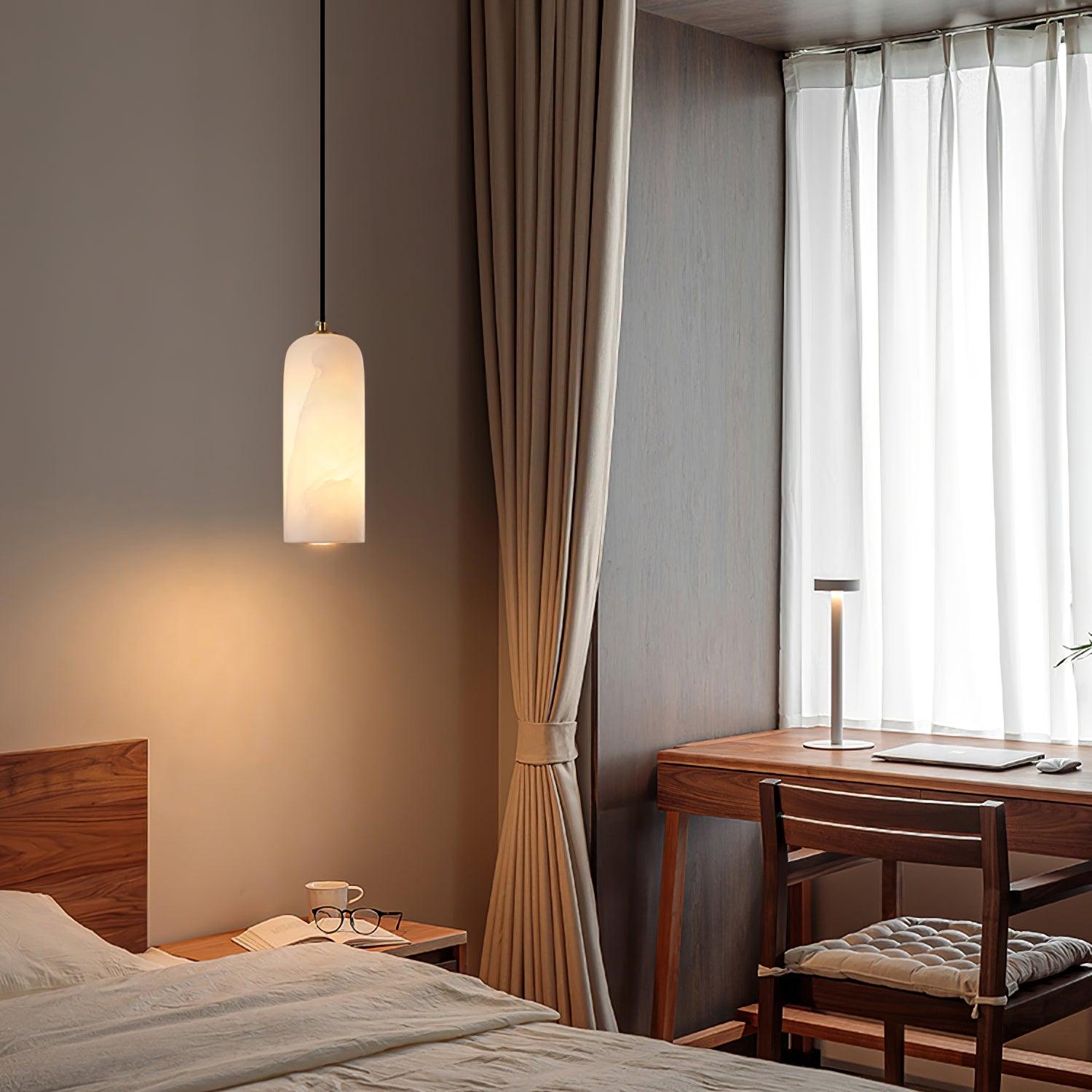 Zashayra Cylindrical Alabaster Pendant Light - Letslighting