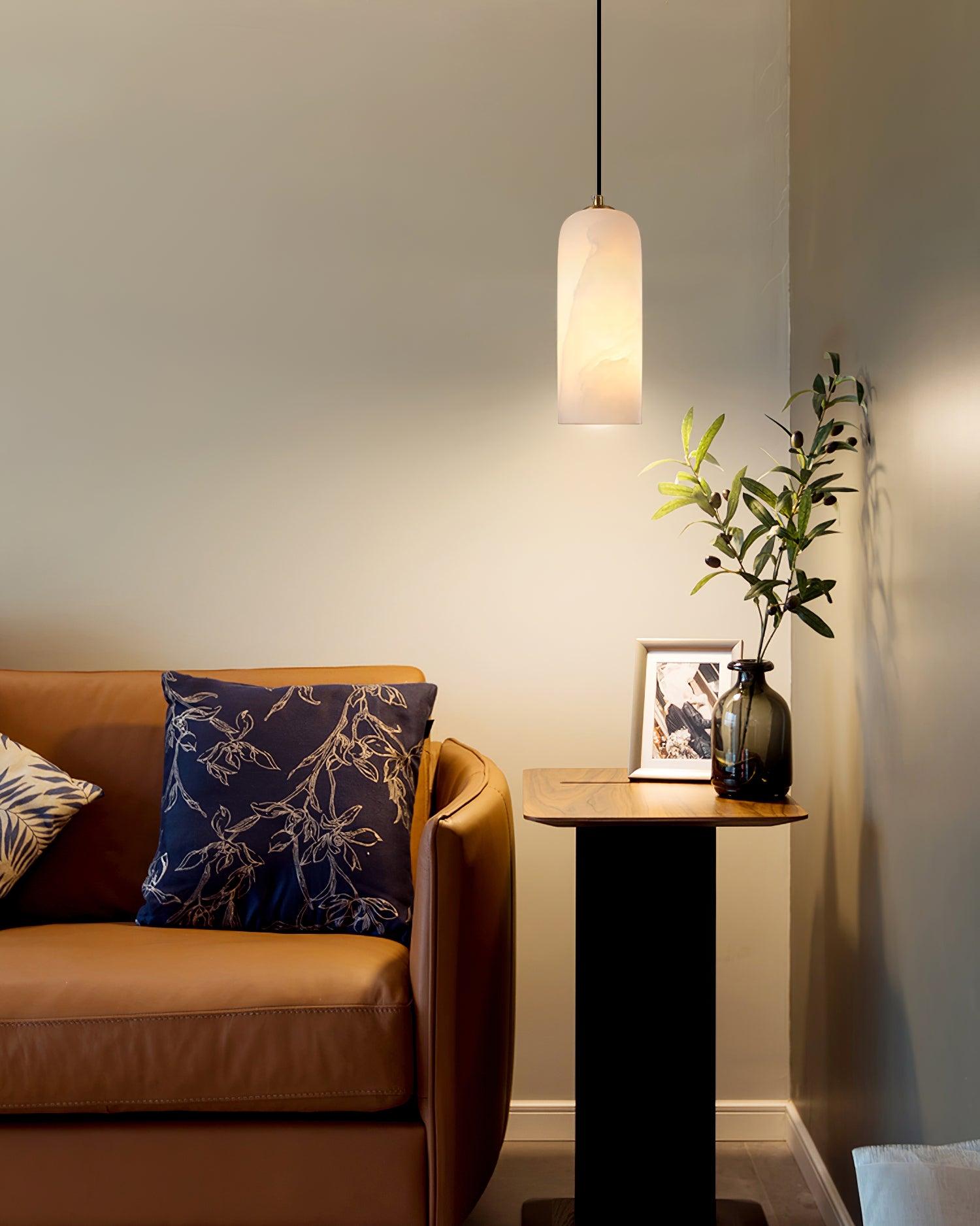 Zashayra Cylindrical Alabaster Pendant Light - Letslighting