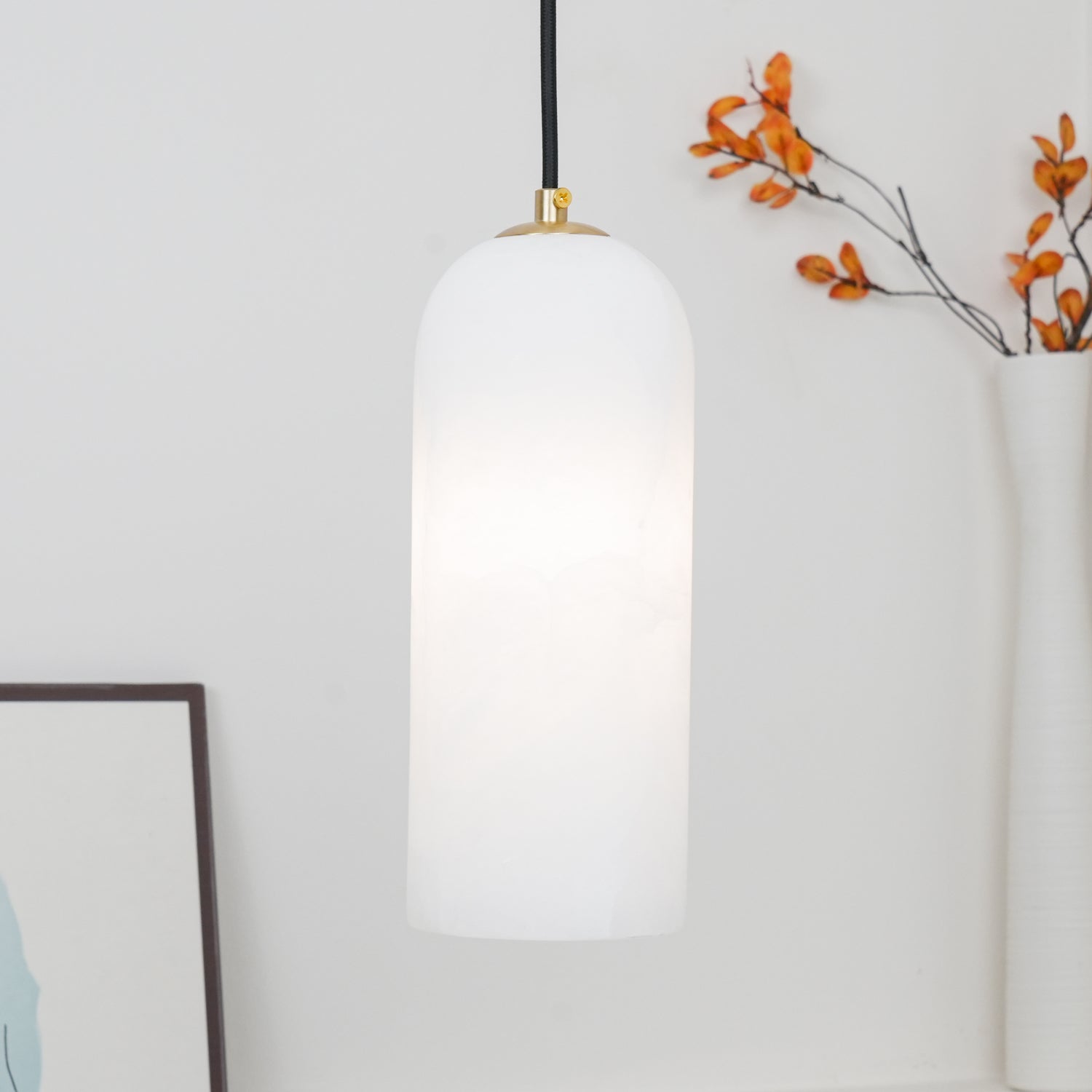 Zashayra Cylindrical Alabaster Pendant Light - Letslighting