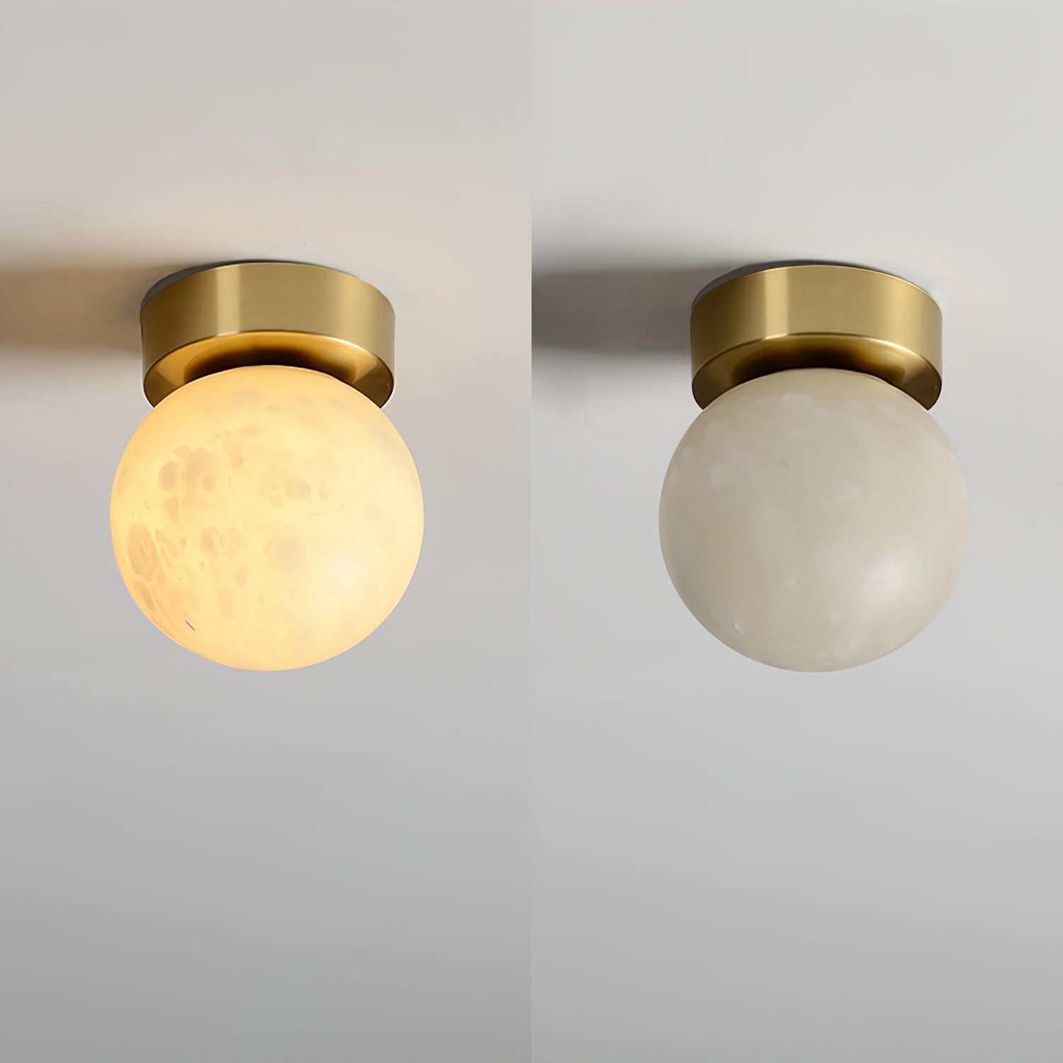 Otheyra Globe Brass Alabaster Ceiling Light - Letslighting