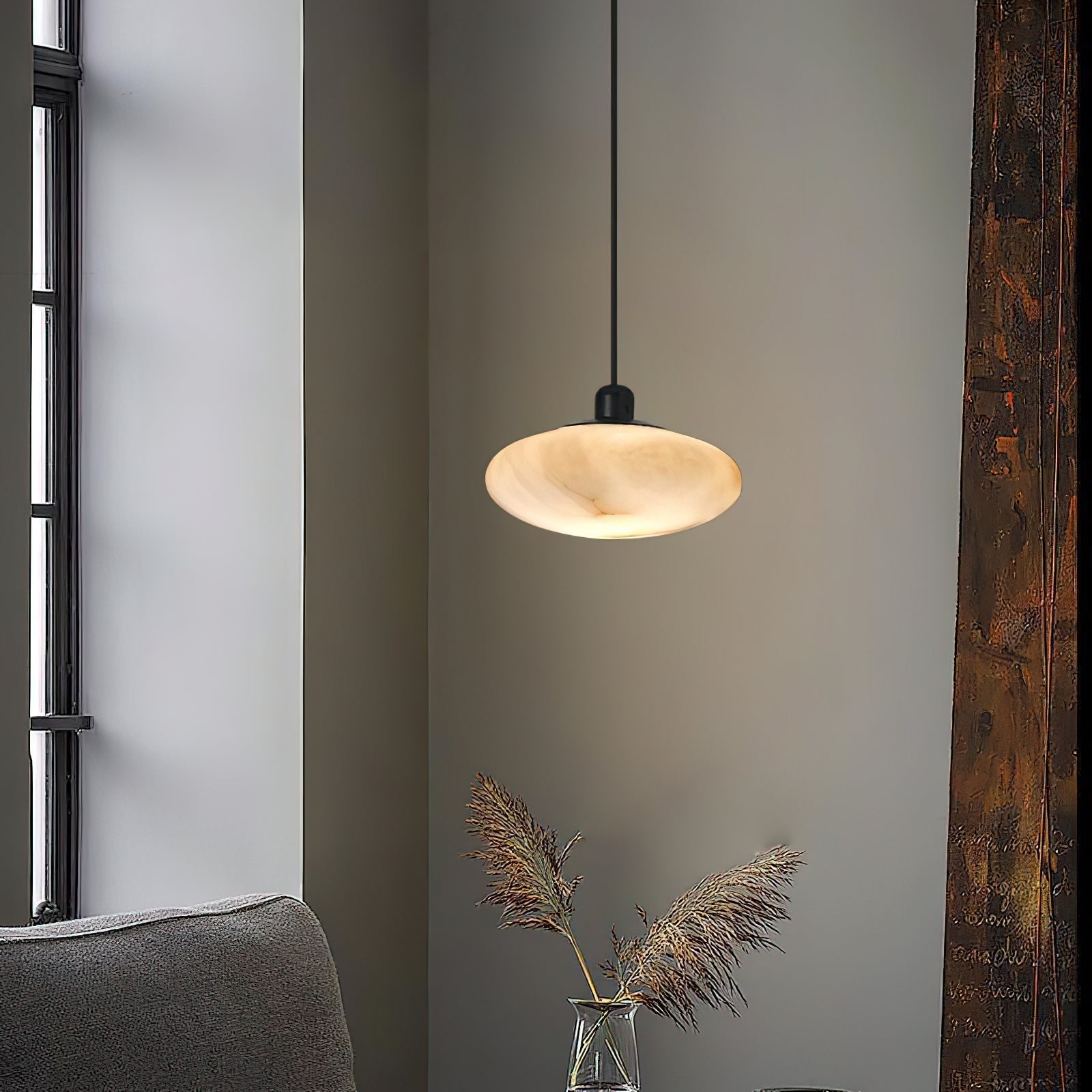 Cuthean Modern Minimalist Brass Alabaster Pendant Lamp - Lamp Copper
