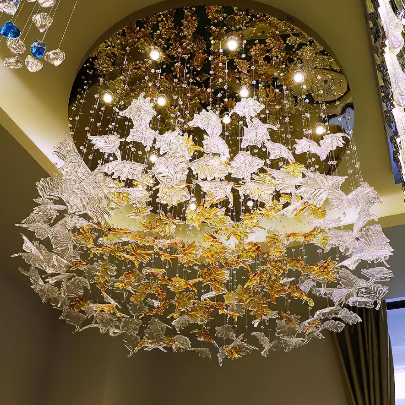 Syraean Multicolor Maple Leaf Metal Crystal Chandelier - Letslighting