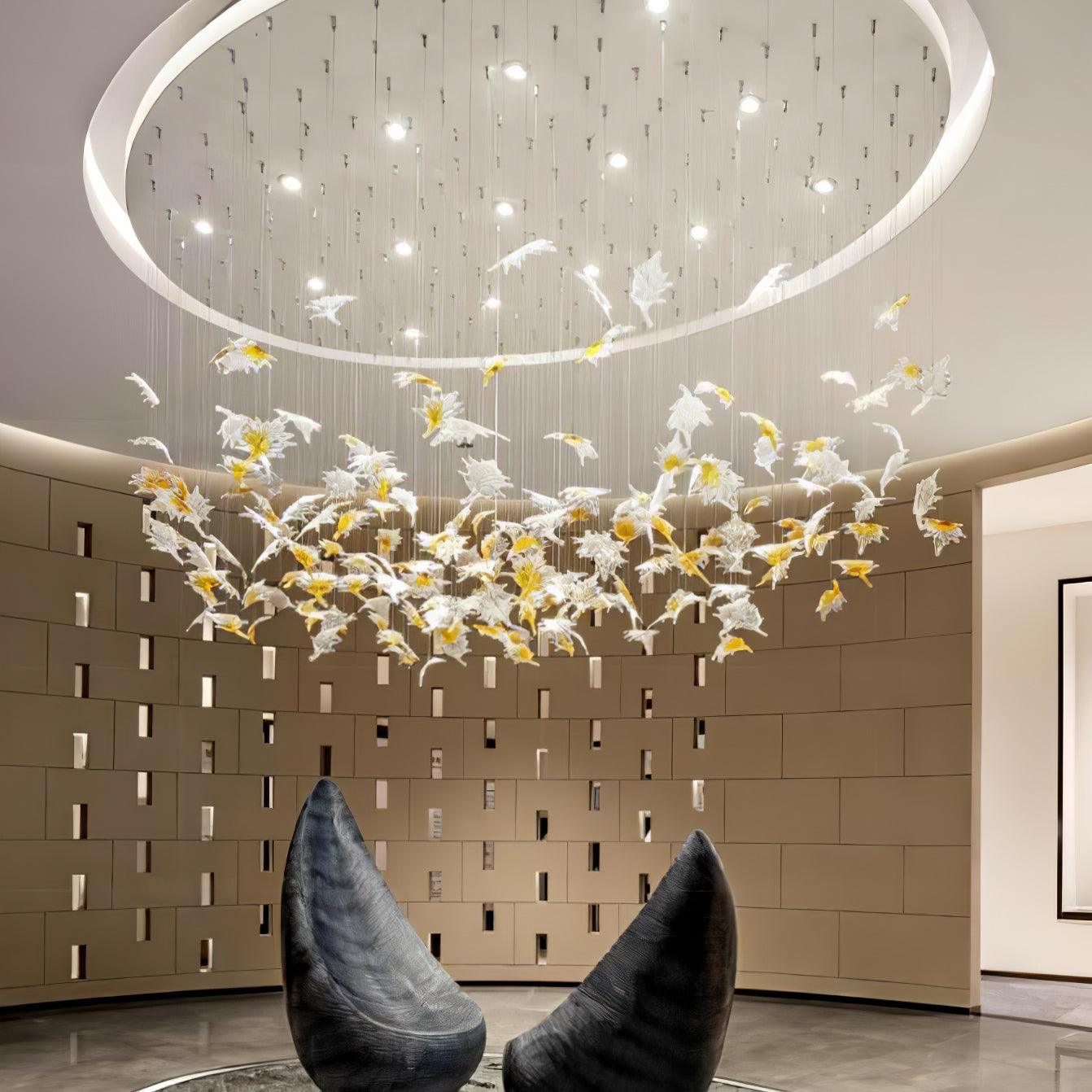 Syraean Multicolor Maple Leaf Metal Crystal Chandelier - Letslighting