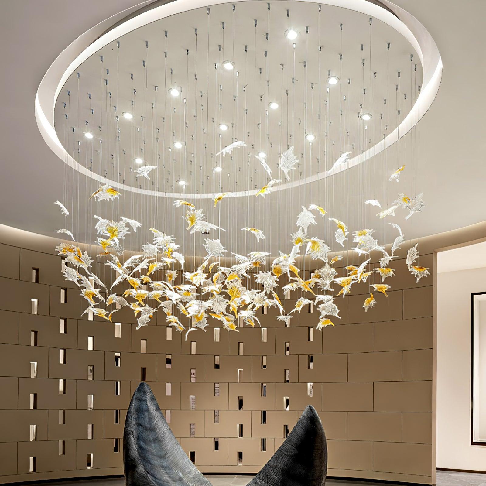 Syraean Multicolor Maple Leaf Metal Crystal Chandelier - Letslighting