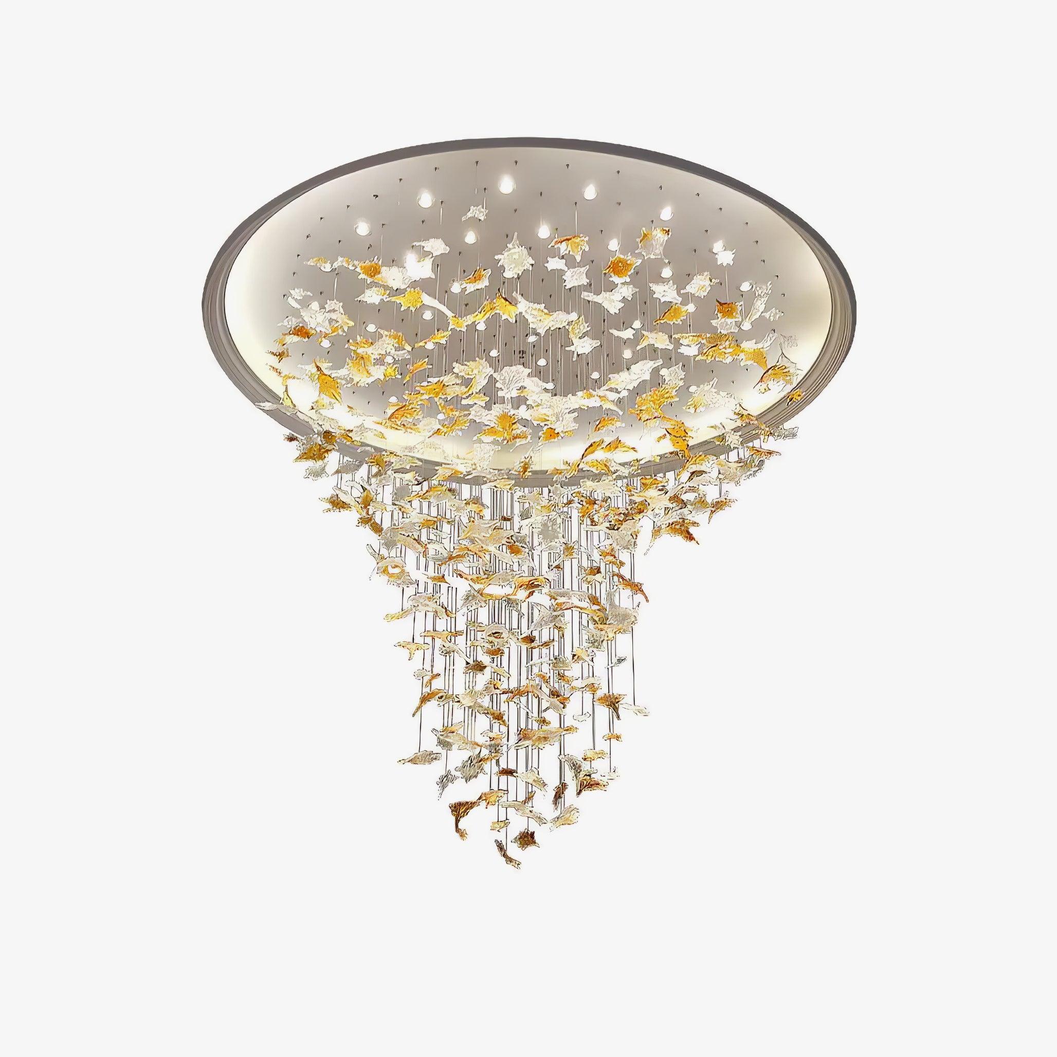 Syraean Multicolor Maple Leaf Metal Crystal Chandelier - Letslighting