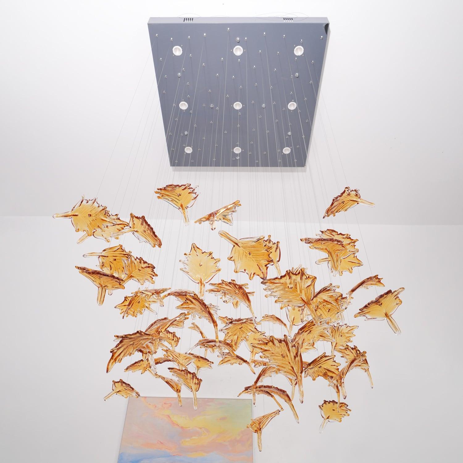 Syraean Multicolor Maple Leaf Metal Crystal Chandelier - Letslighting