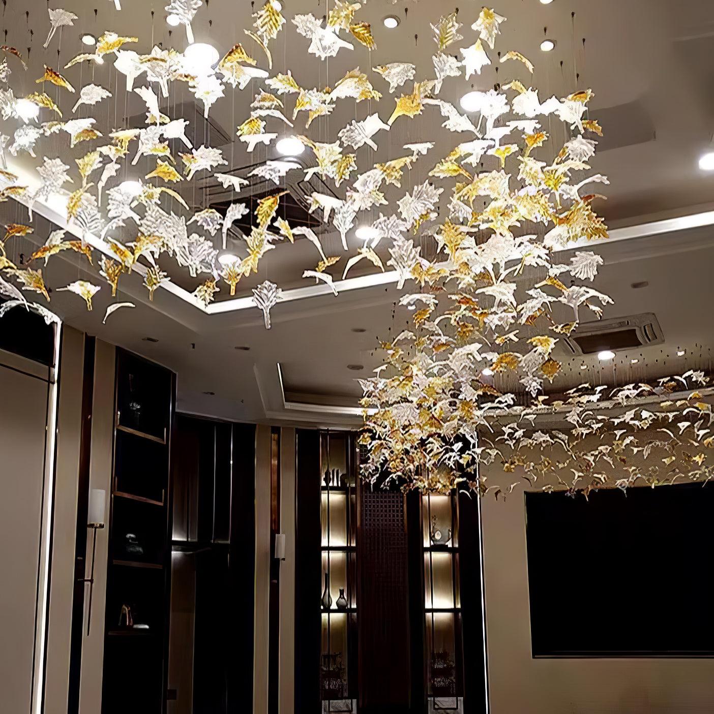 Syraean Multicolor Maple Leaf Metal Crystal Chandelier - Letslighting