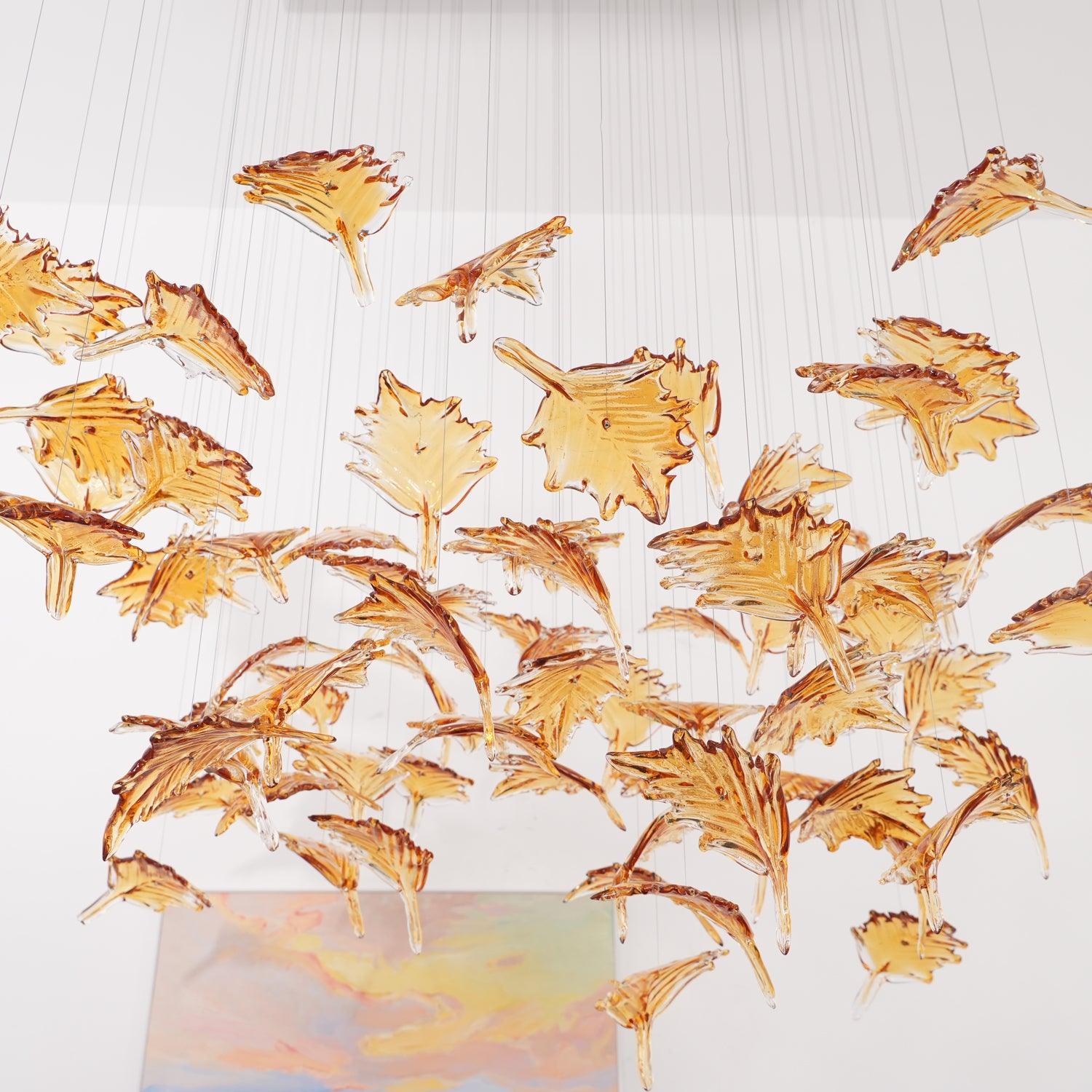 Syraean Multicolor Maple Leaf Metal Crystal Chandelier - Letslighting