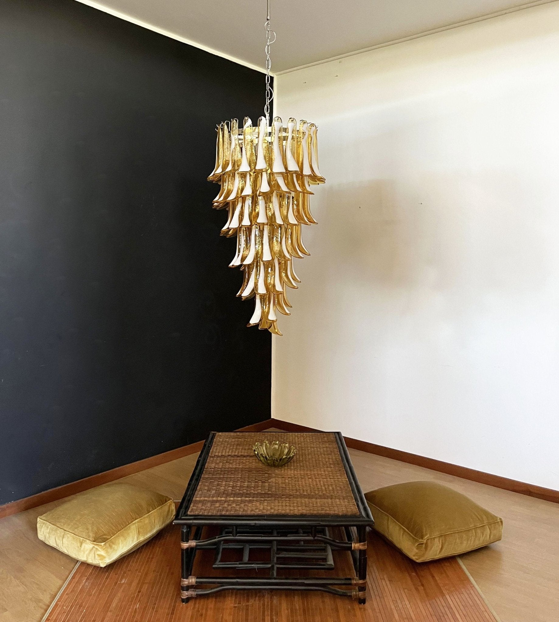 Aurora Chandelier Amber White Murano Spiral Petals - Letslighting