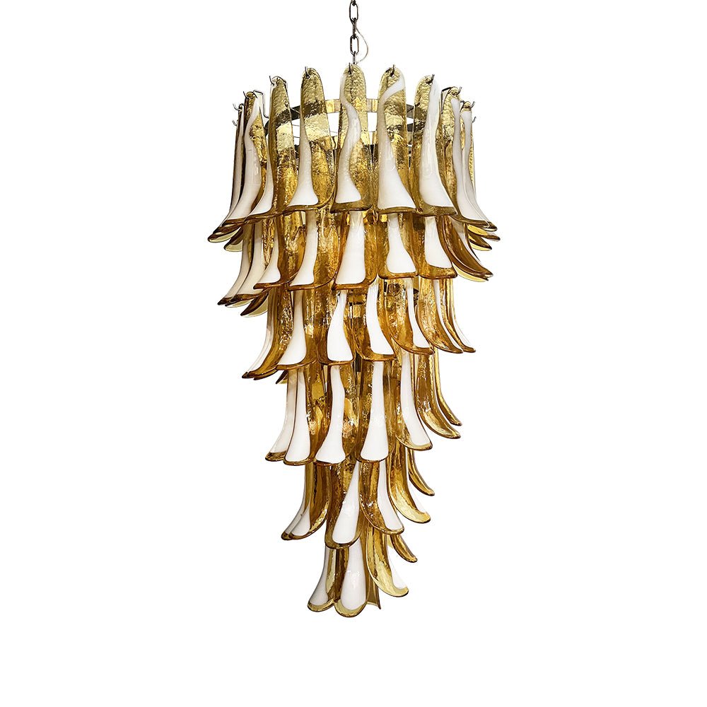 Aurora Chandelier Amber White Murano Spiral Petals - Letslighting