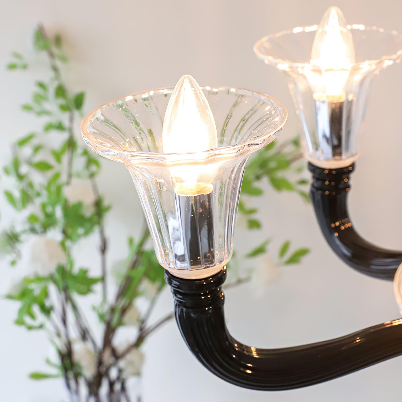 Aurora Chandelier Black Murano Candle Arm Glass Classic - Letslighting