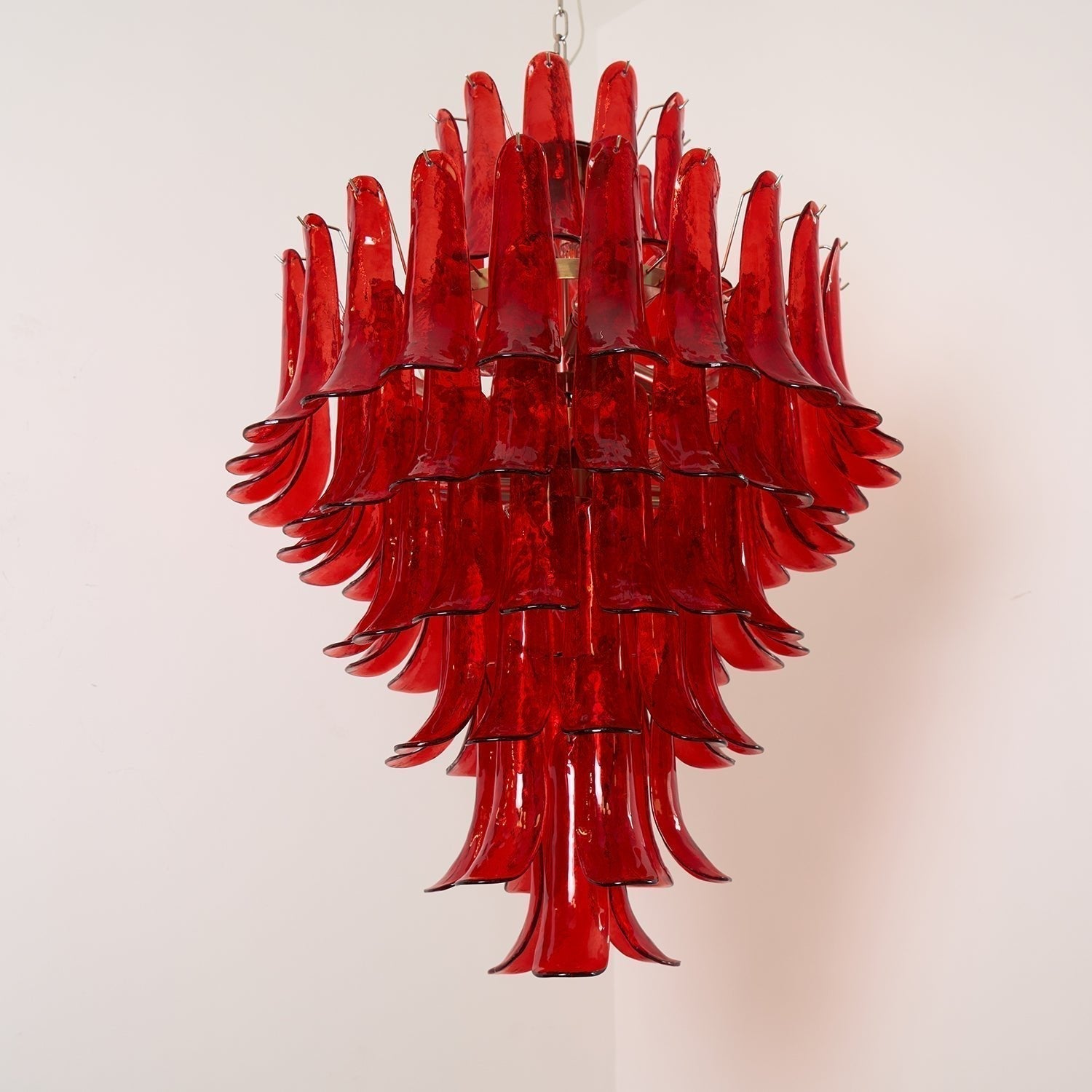 Aurora Chandelier Crimson Murano Petals Bold Art Glass - Letslighting