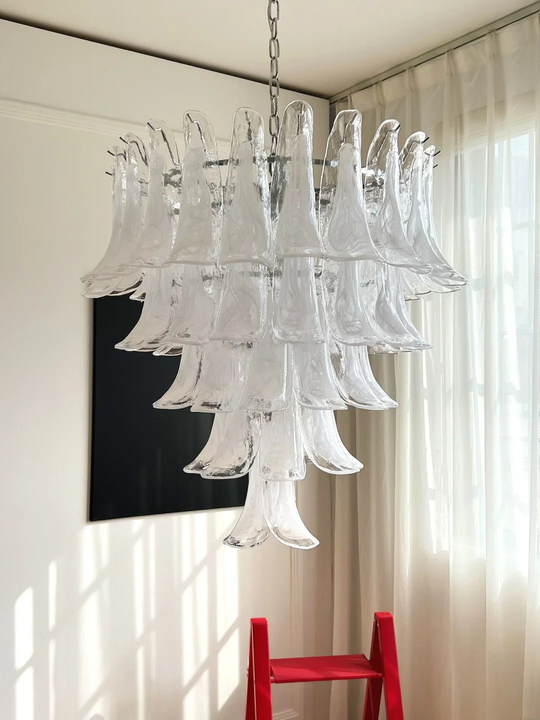 Aurora Chandelier Clear Murano Glass Petal Vintage - Letslighting