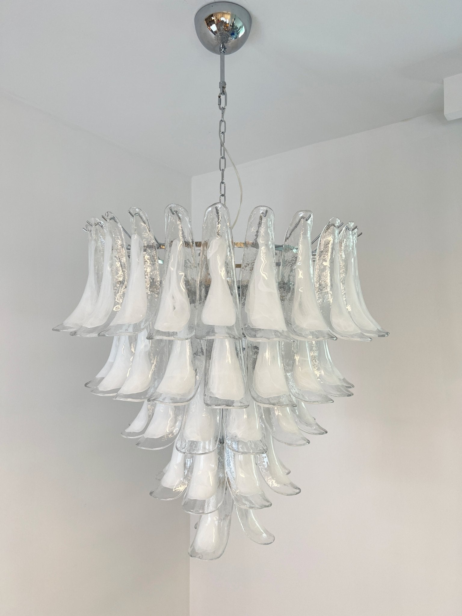 Aurora Chandelier Clear Murano Glass Petal Vintage - Letslighting