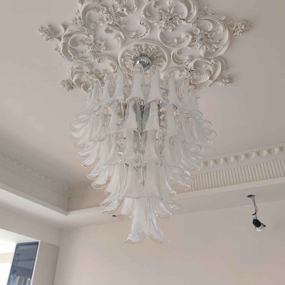 Aurora Chandelier Clear Murano Glass Petal Vintage - Letslighting