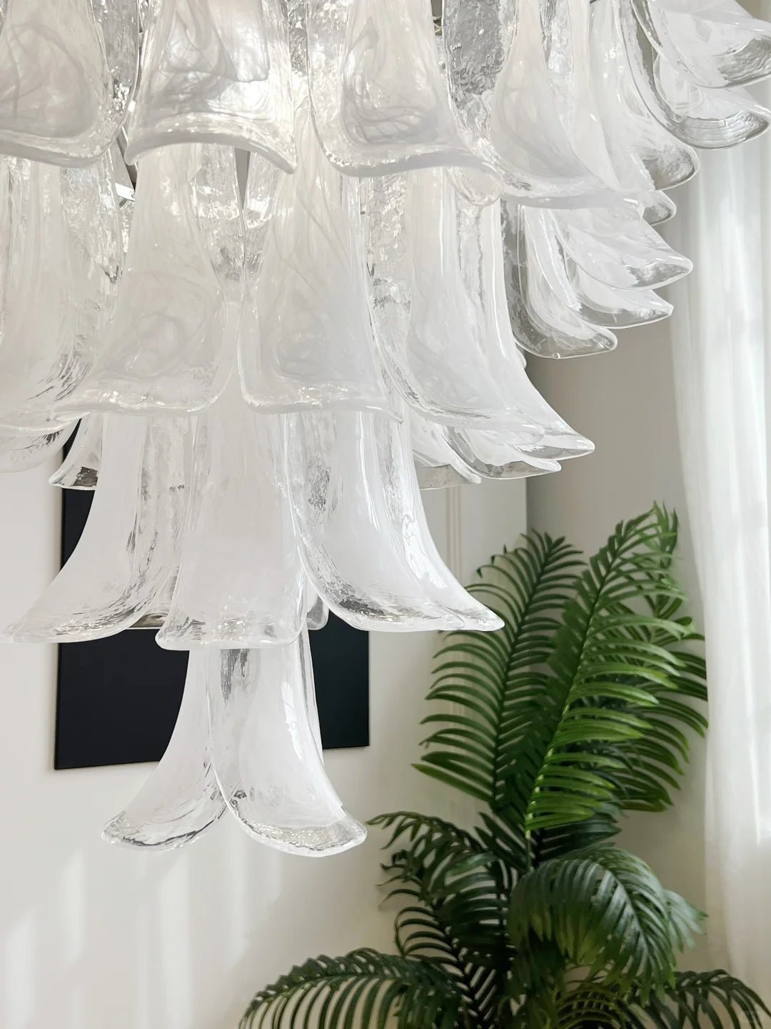 Aurora Chandelier Clear Murano Glass Petal Vintage - Letslighting
