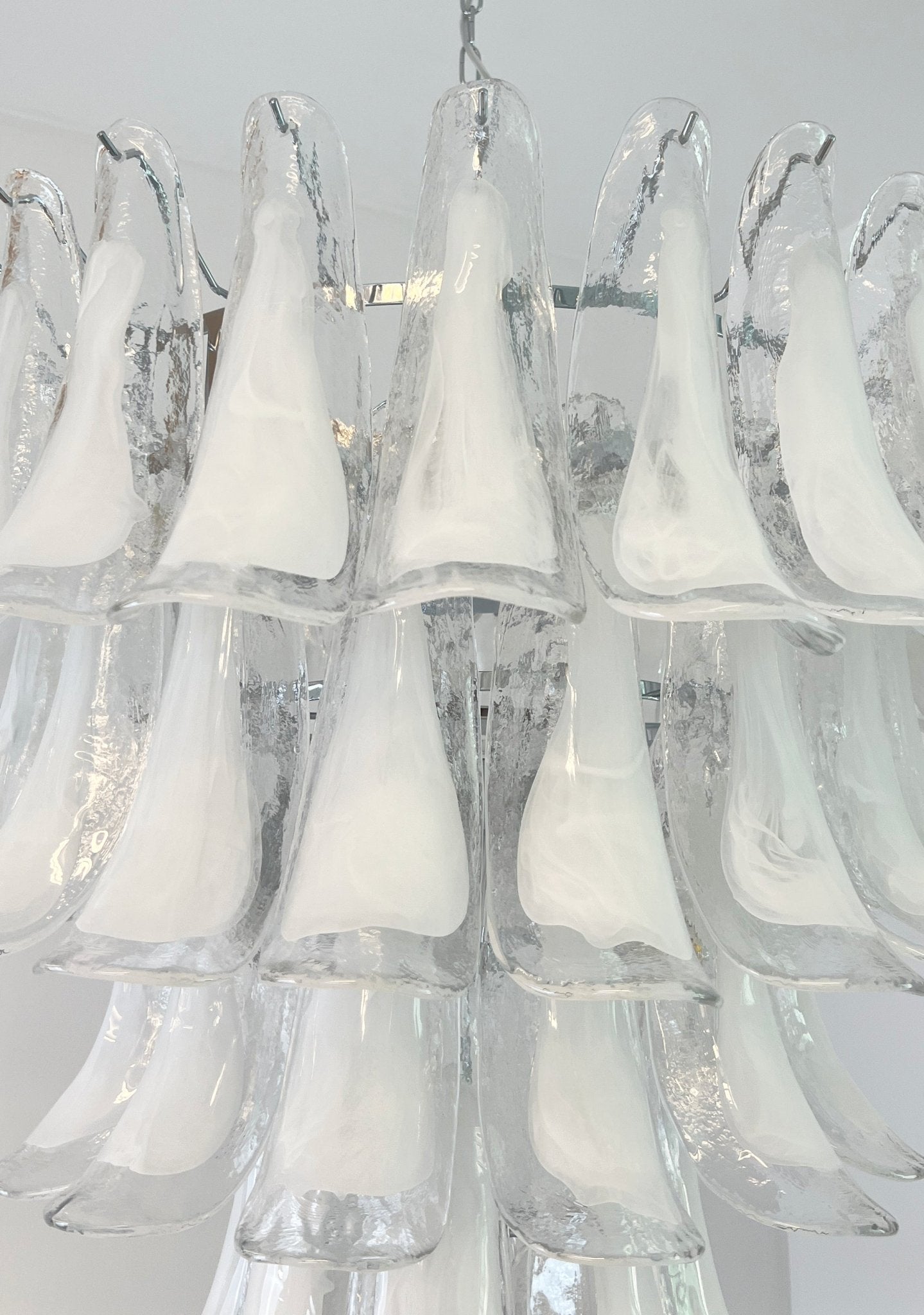 Aurora Chandelier Clear Murano Glass Petal Vintage - Letslighting