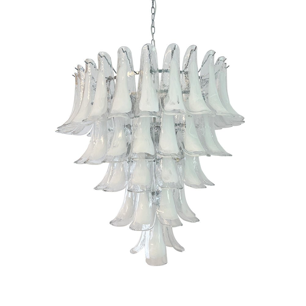 Aurora Chandelier Clear Murano Glass Petal Vintage - Letslighting