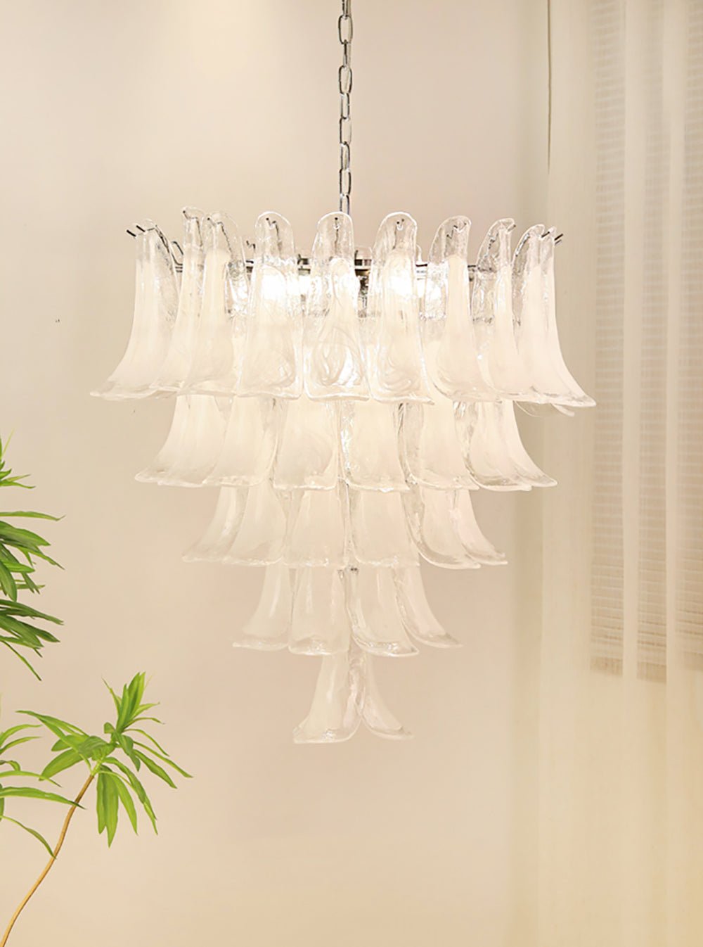 Aurora Chandelier Clear Murano Glass Petal Vintage - Letslighting