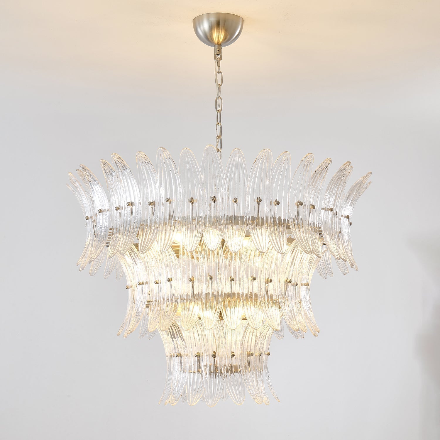 Aurora Chandelier Murano Glass Palmette Leaf Tiered - Letslighting