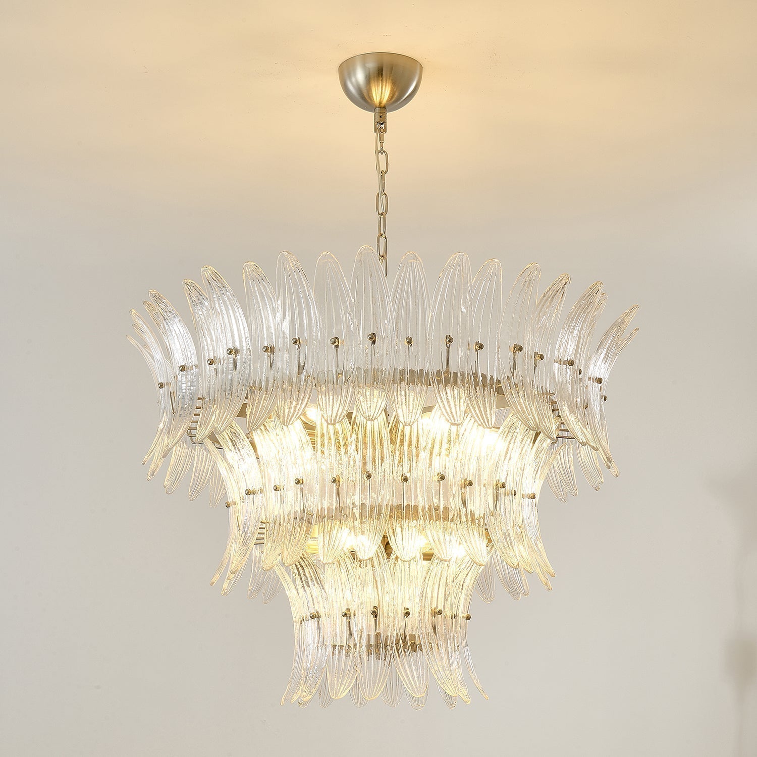 Aurora Chandelier Murano Glass Palmette Leaf Tiered - Letslighting