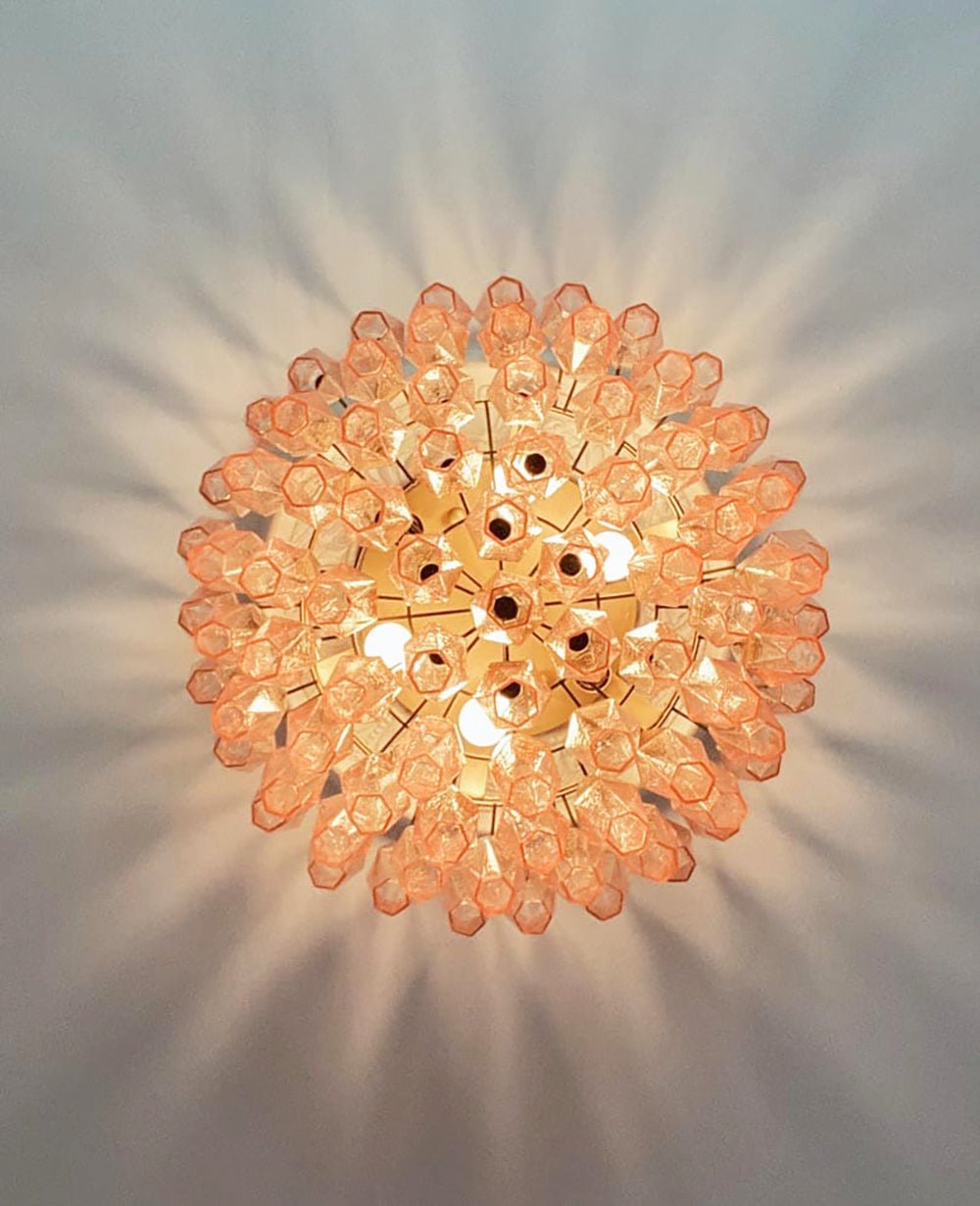 Aurora Ceiling Lamp Pink Rhombus Glass Layered Vintage Elegance - Letslighting