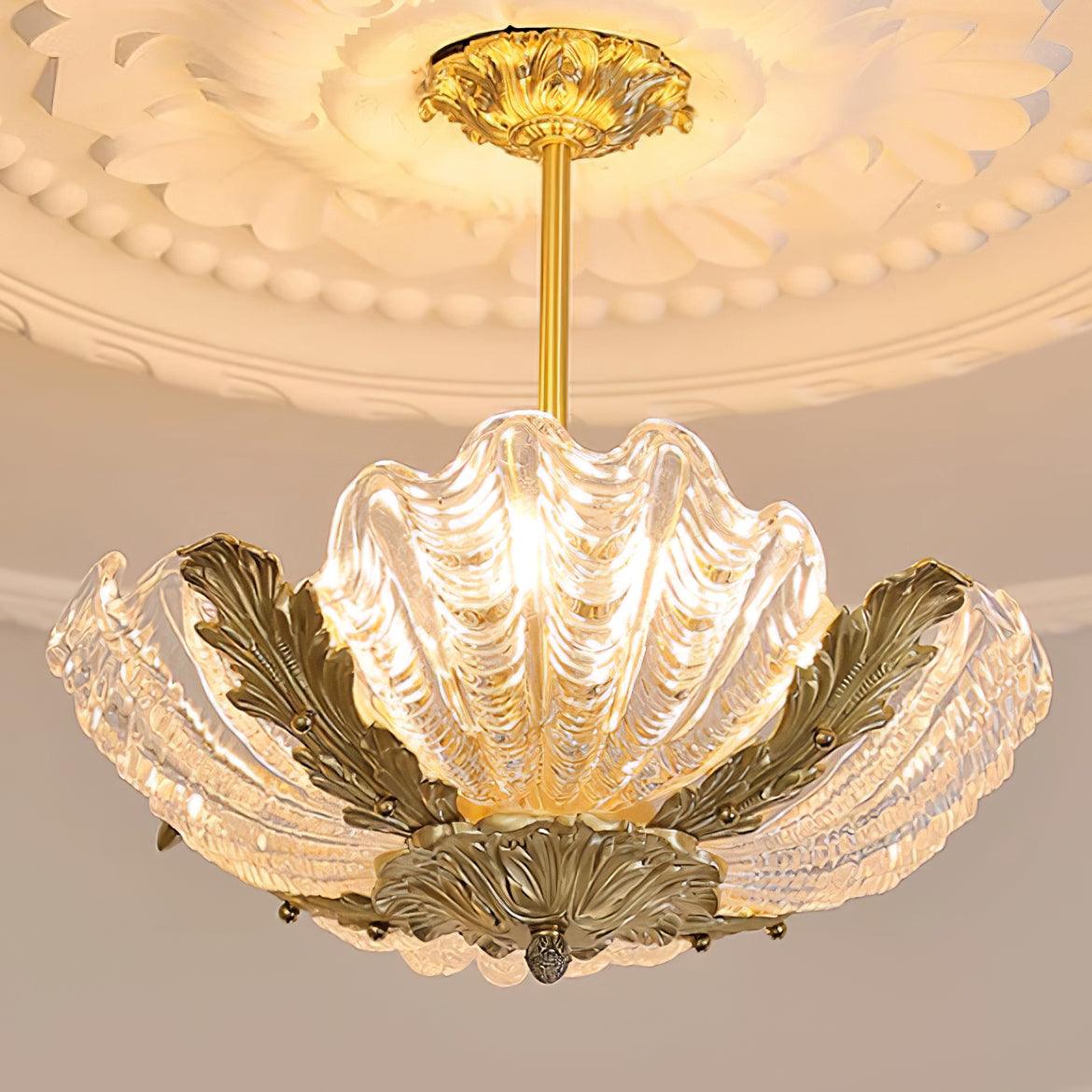 Pendant Lamp Pink Murano Shell with Brass Baroque - Letslighting