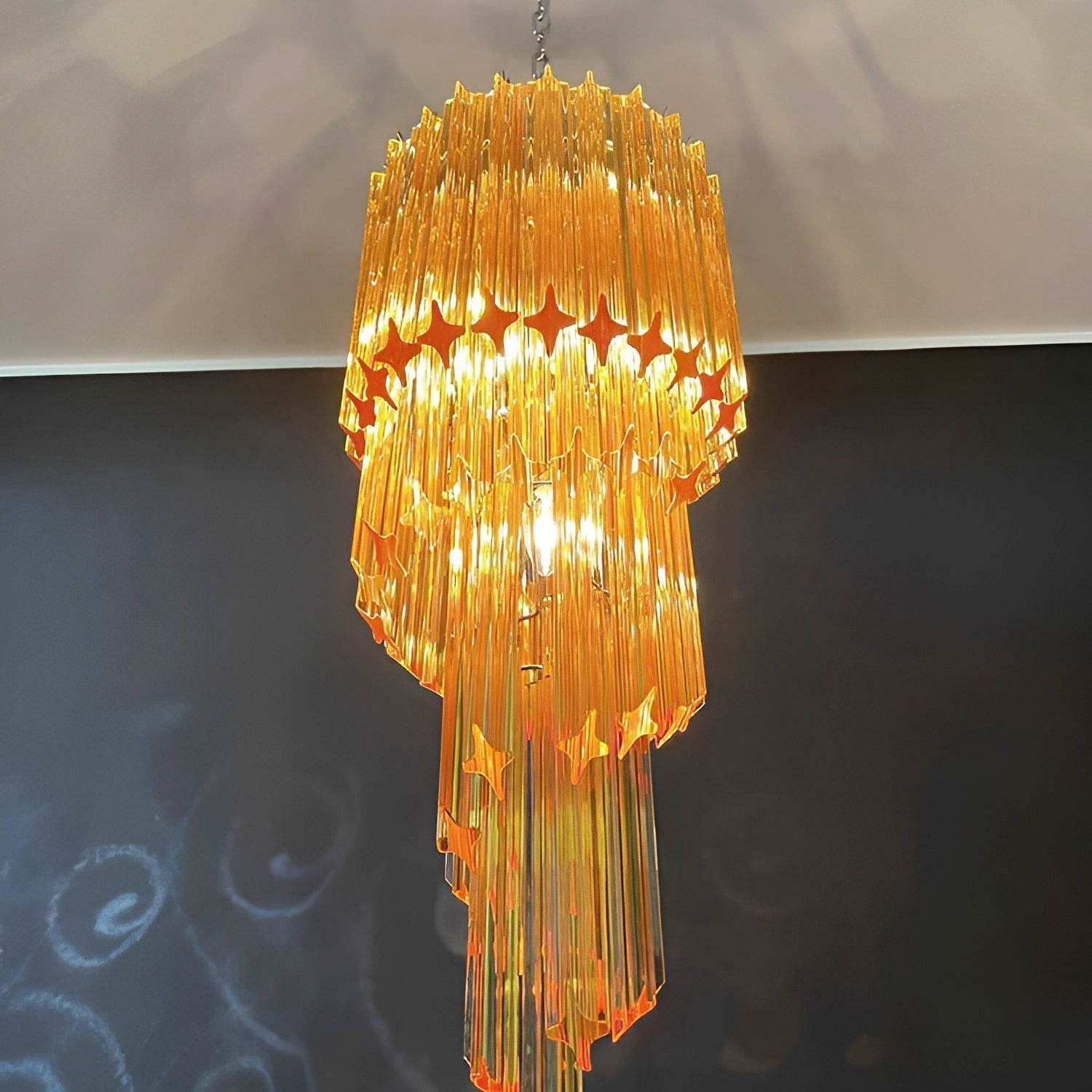 Aurora Chandelier Spiral Pink Prism Tiered - Letslighting
