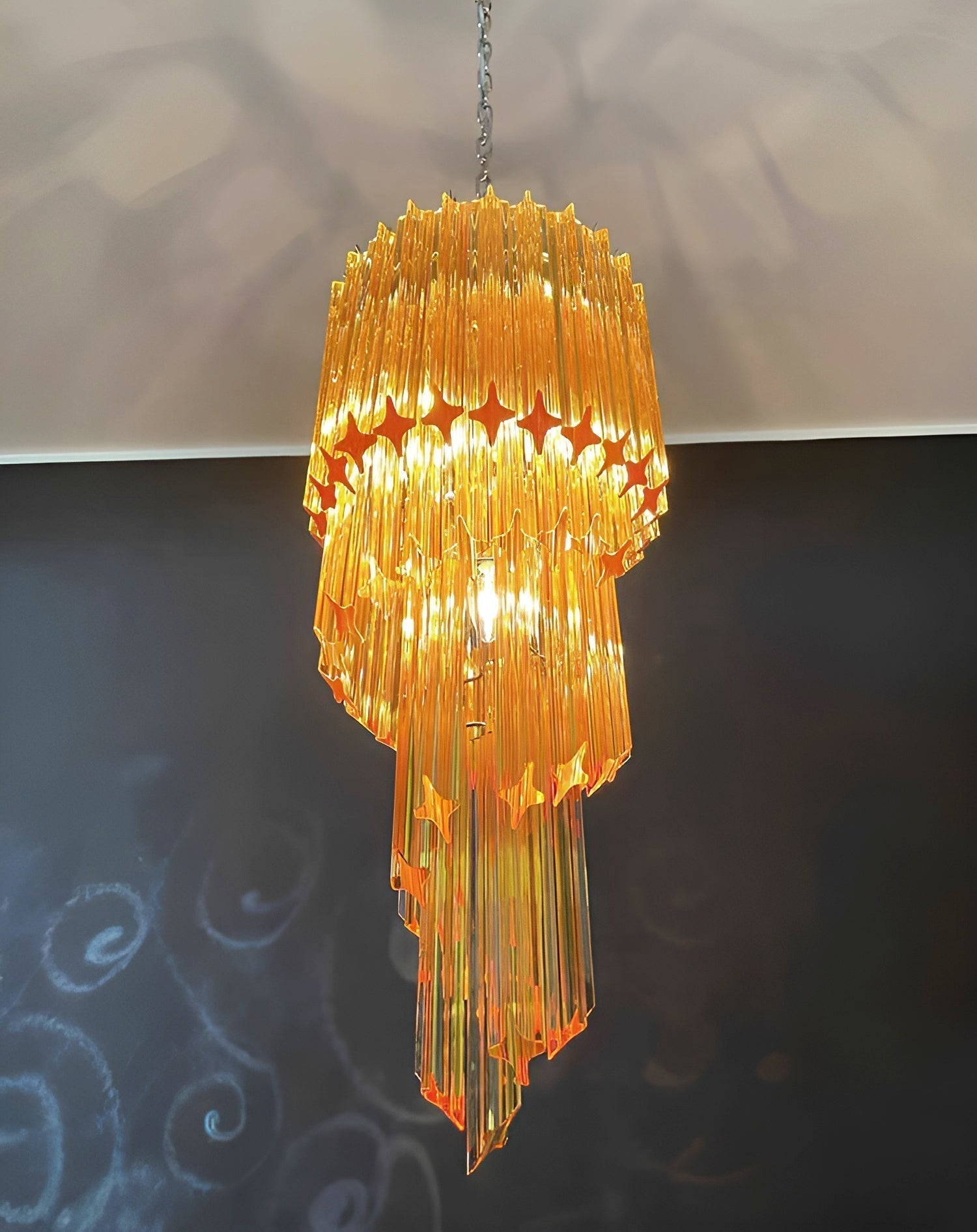 Aurora Chandelier Spiral Pink Prism Tiered - Letslighting