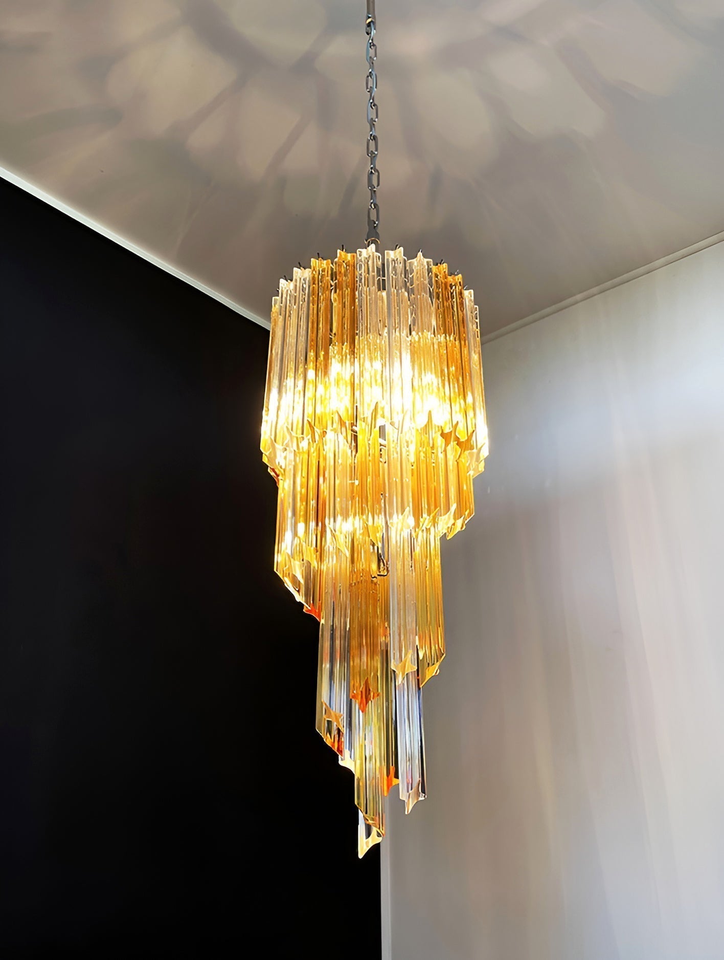 Aurora Chandelier Spiral Pink Prism Tiered - Letslighting