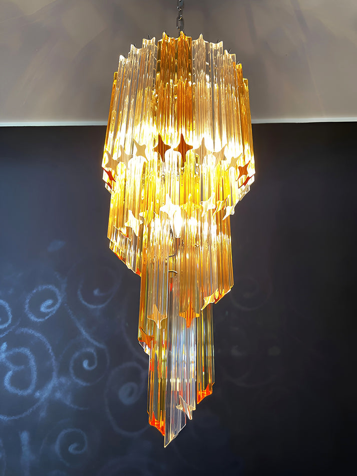 Aurora Chandelier Spiral Pink Prism Tiered - Letslighting
