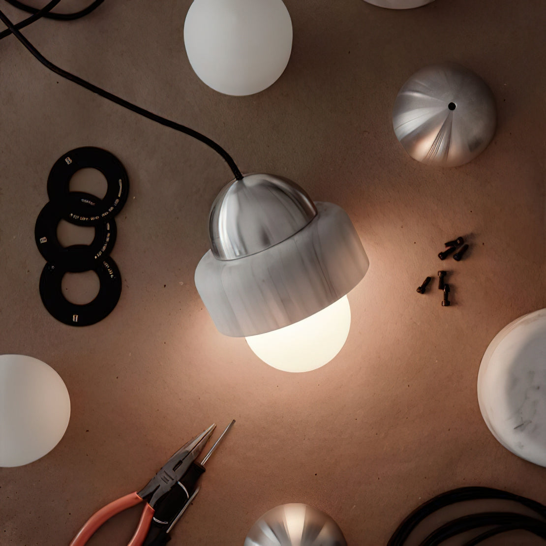 Elliren Modern Minimalist Marble Glass Pendant Lamp - Lamp Copper