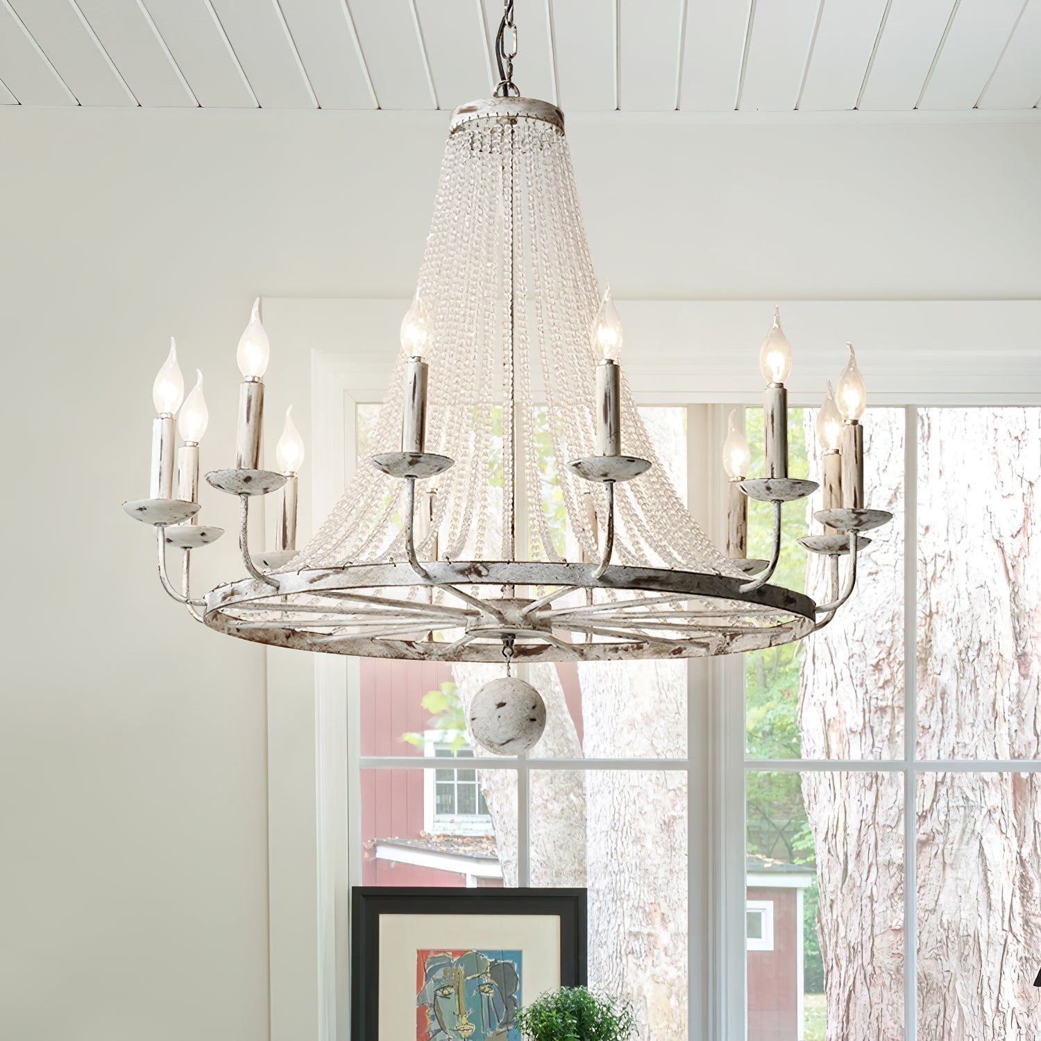 Coloros Vintage Industrial White Metal Chandelier - Lamp Copper
