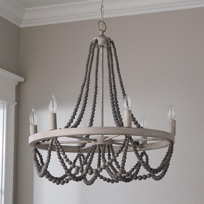 Alshaan Vintage Industrial Wooden Metal Chandelier - Lamp Copper