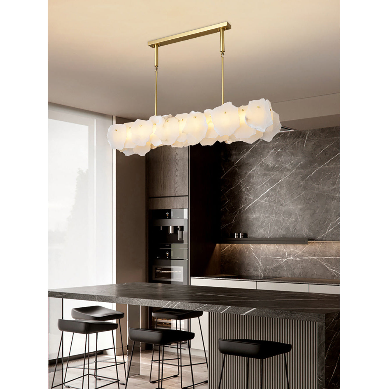 Catala Modern Minimalist Brass Alabaster Chandelier - Lamp Copper