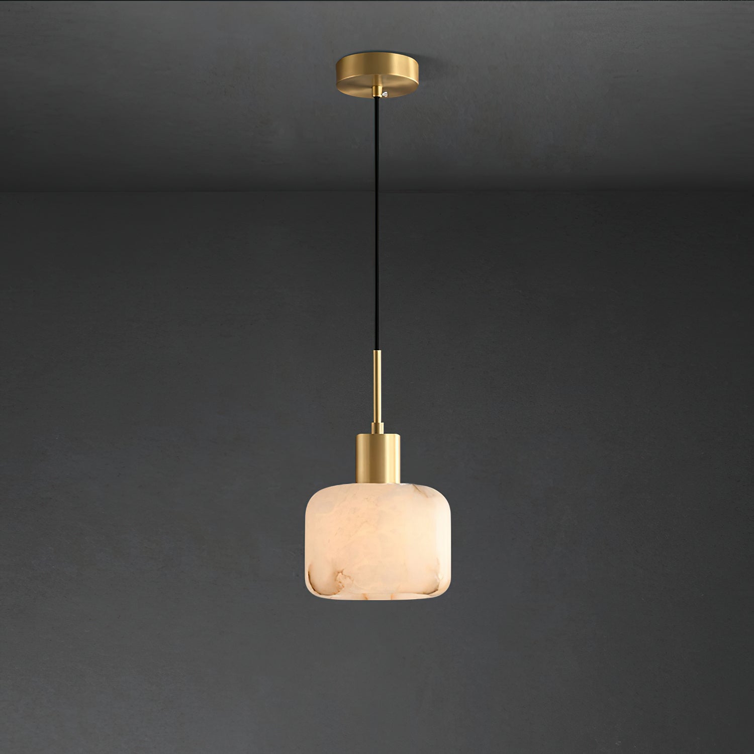 Eliriel Natural Small Alabaster Pendant Light - Lamp Copper