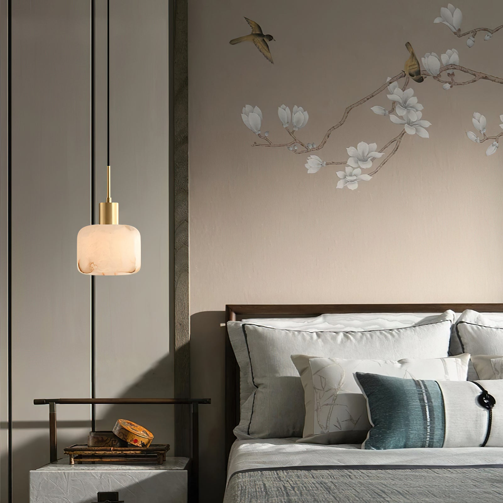 Eliriel Natural Small Alabaster Pendant Light - Lamp Copper