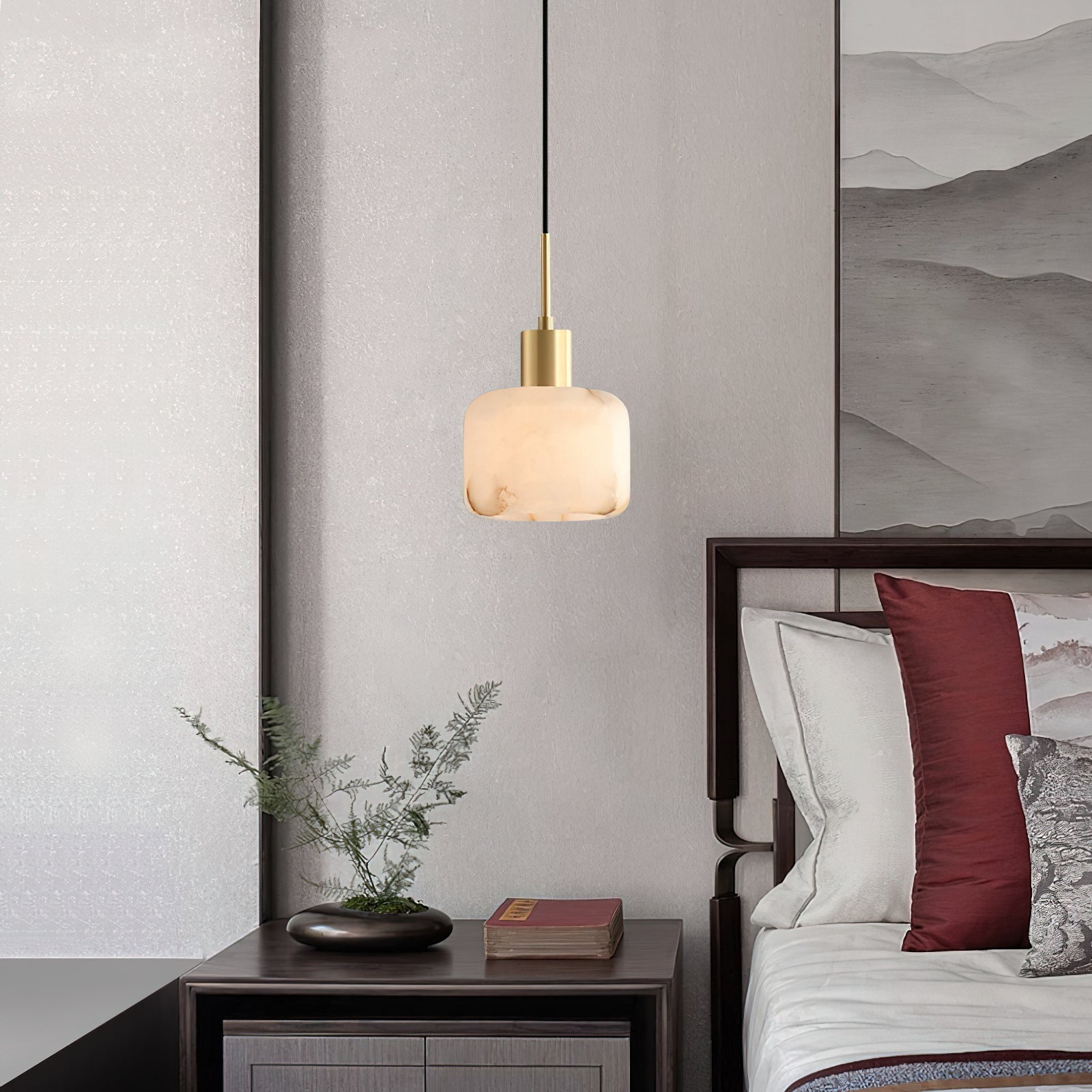 Eliriel Natural Small Alabaster Pendant Light - Lamp Copper