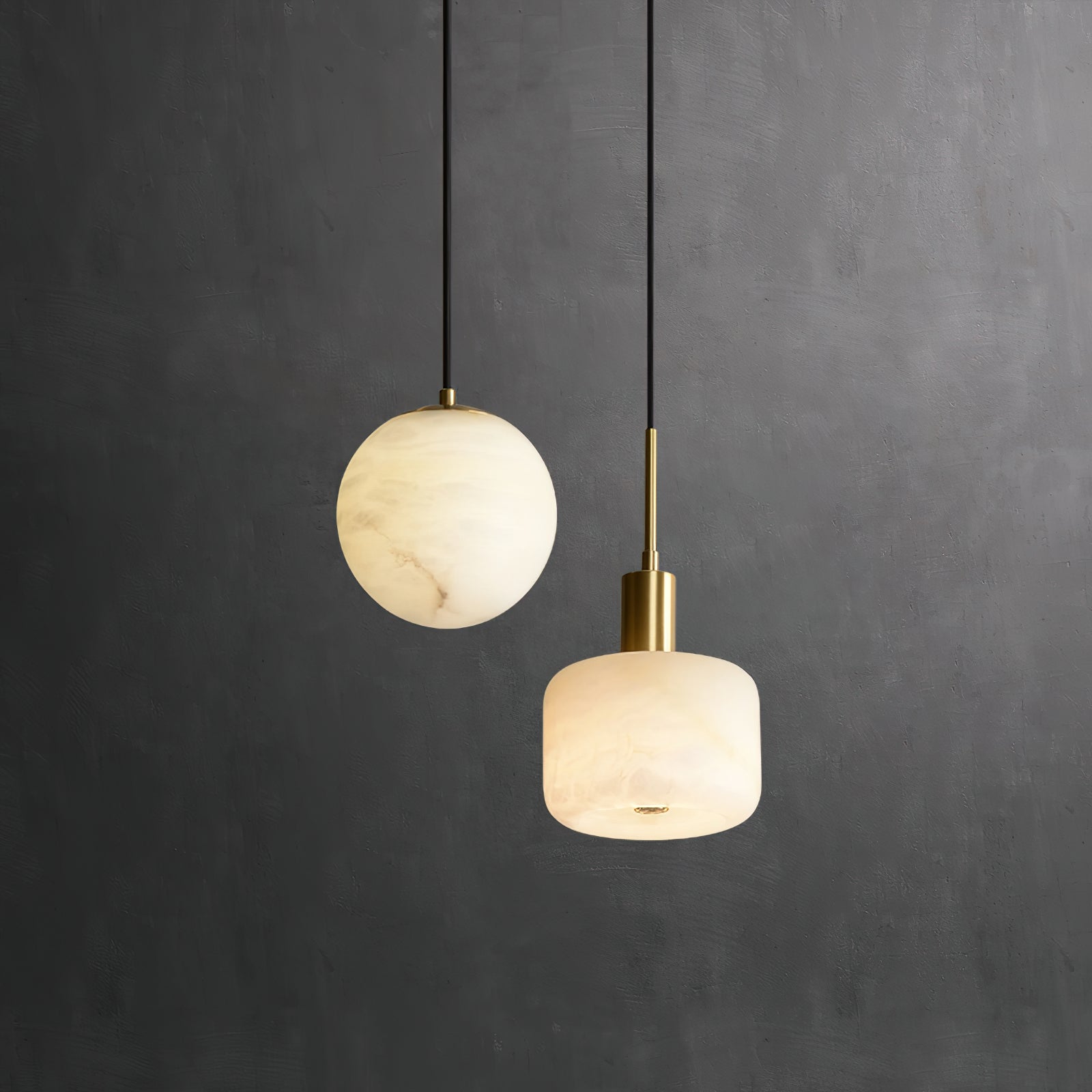 Eliriel Natural Small Alabaster Pendant Light - Lamp Copper