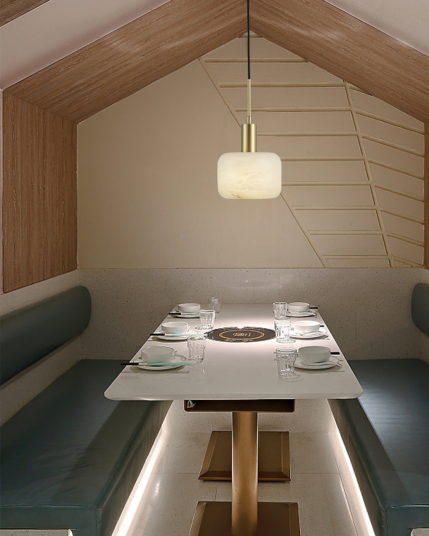 Eliriel Natural Small Alabaster Pendant Light - Lamp Copper