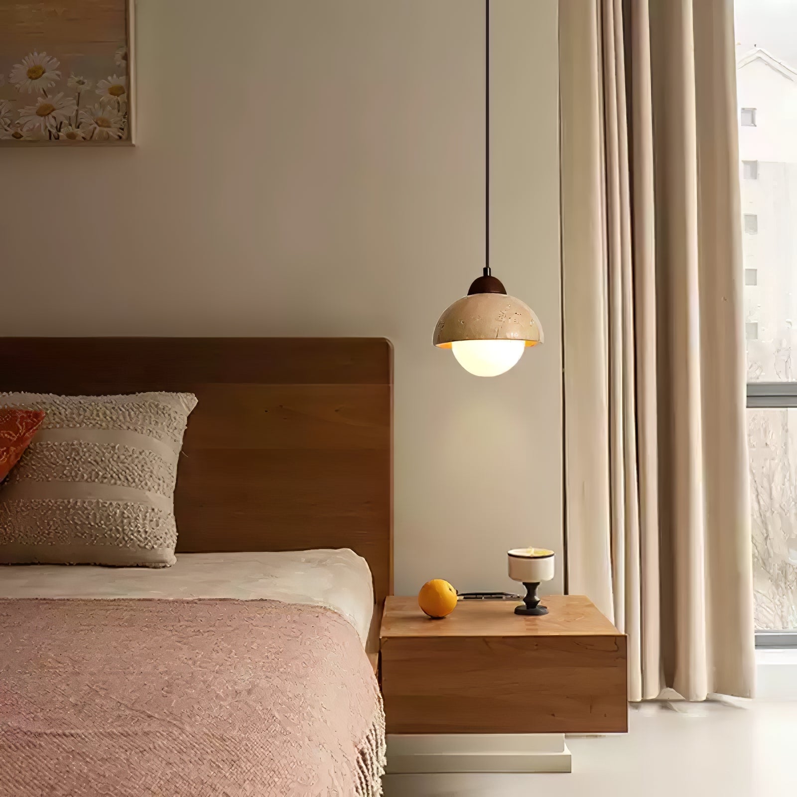 Orzora Dome-Shaped Travertine Pendant Light - Letslighting
