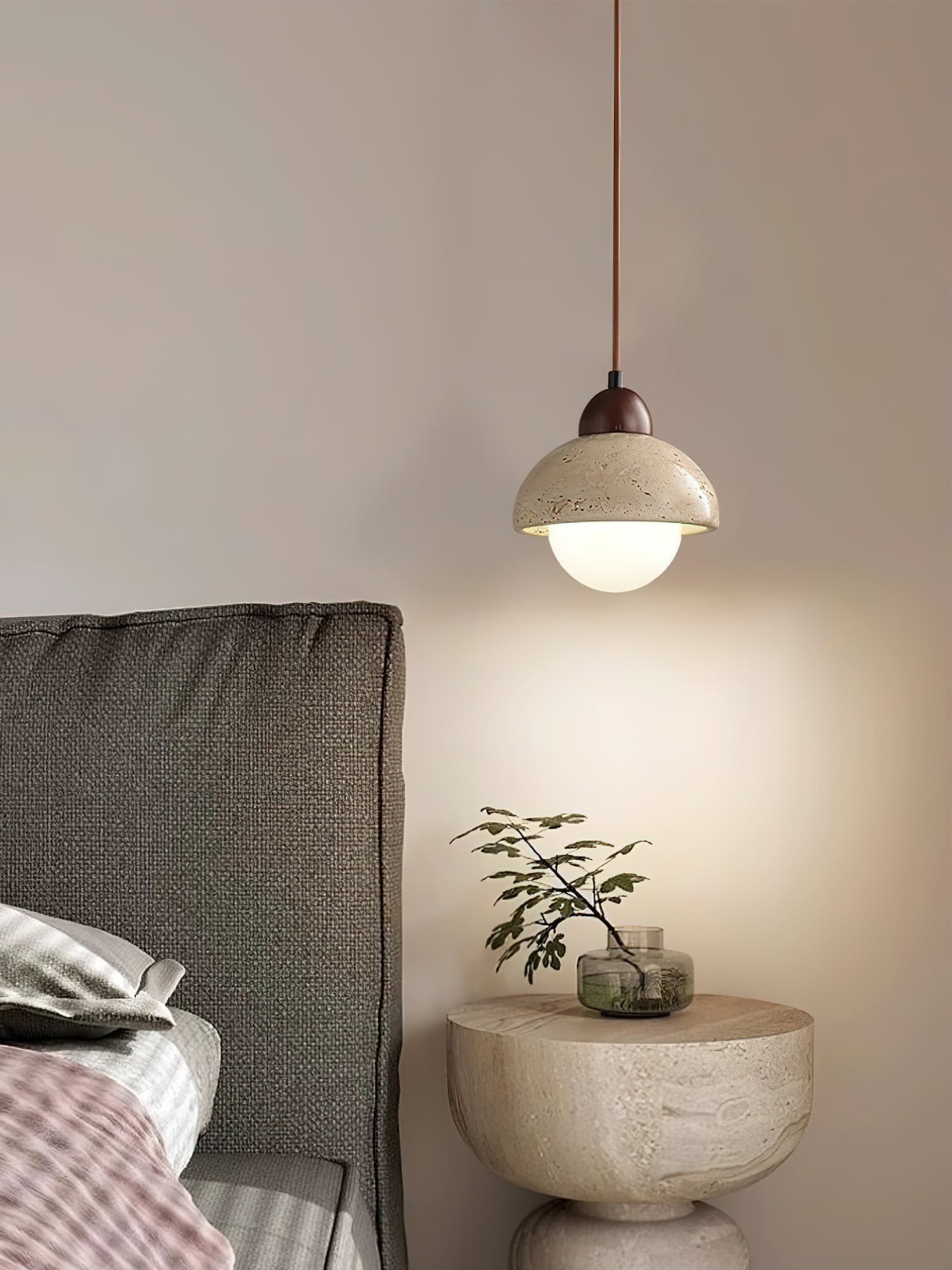 Orzora Dome-Shaped Travertine Pendant Light - Letslighting