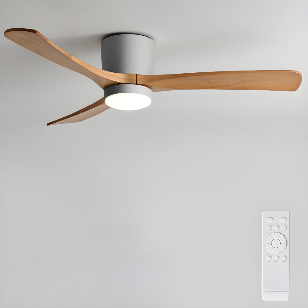 Ventilador de Techo Moderno de Madera Elena con Luz iluminando una habitación