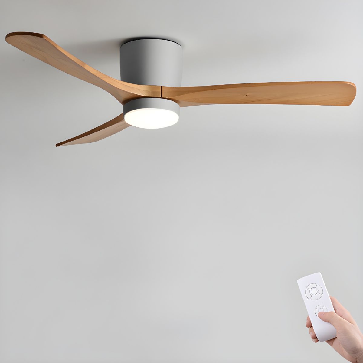 Ventilador de Techo Moderno de Madera Elena con Luz