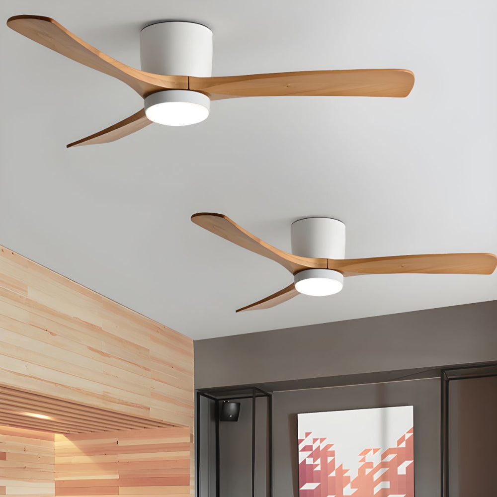 Ventilador de Techo Moderno de Madera Elena con Luz en acabado Negro