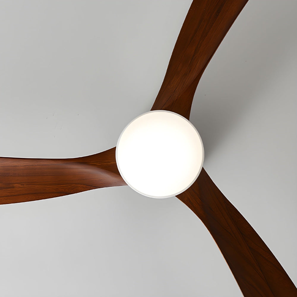 Ventilador de Techo Moderno de Madera Elena con Luz en un interior contemporáneo