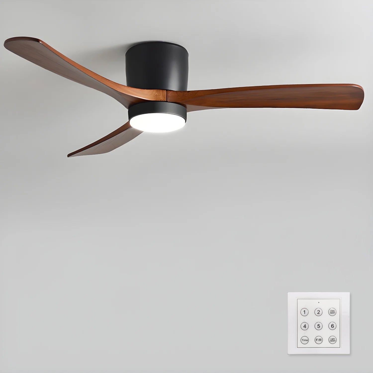 Ventilador de Techo con Luz Ezra Nórdico en opción de acabado de madera natural