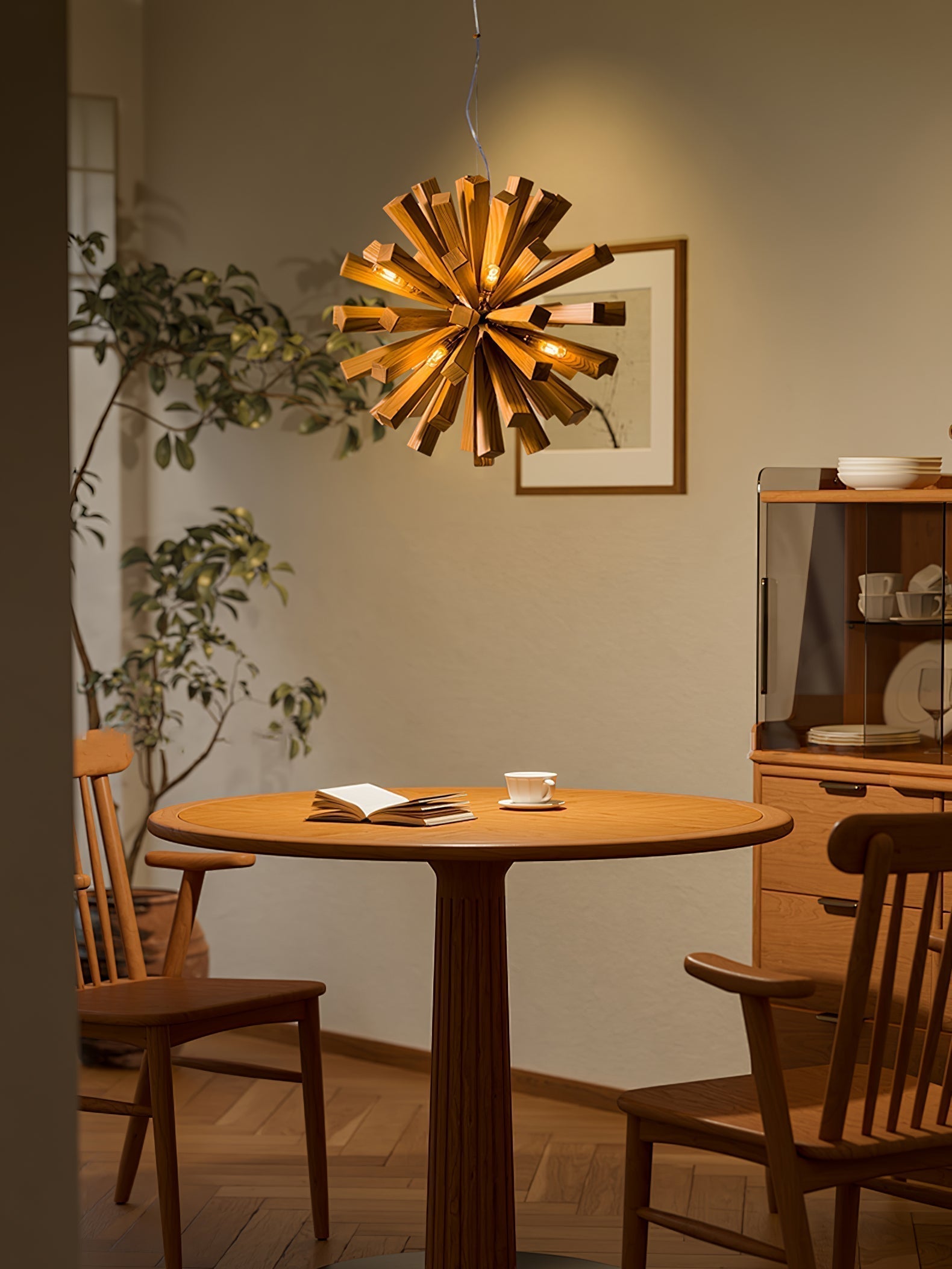 Nova Premium Nordic Art Burst Wood Metal Chandelier - Letslighting